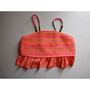 Wonder Nation‎ Kids Orange Smocked Ruffle Bikini Top Swim Size L 10 12